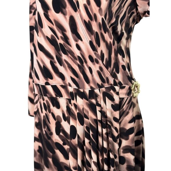 Jennifer Lopez Women’s Brown Ombre Animal Print Dress Size XL Fake Wrap - Picture 8 of 16